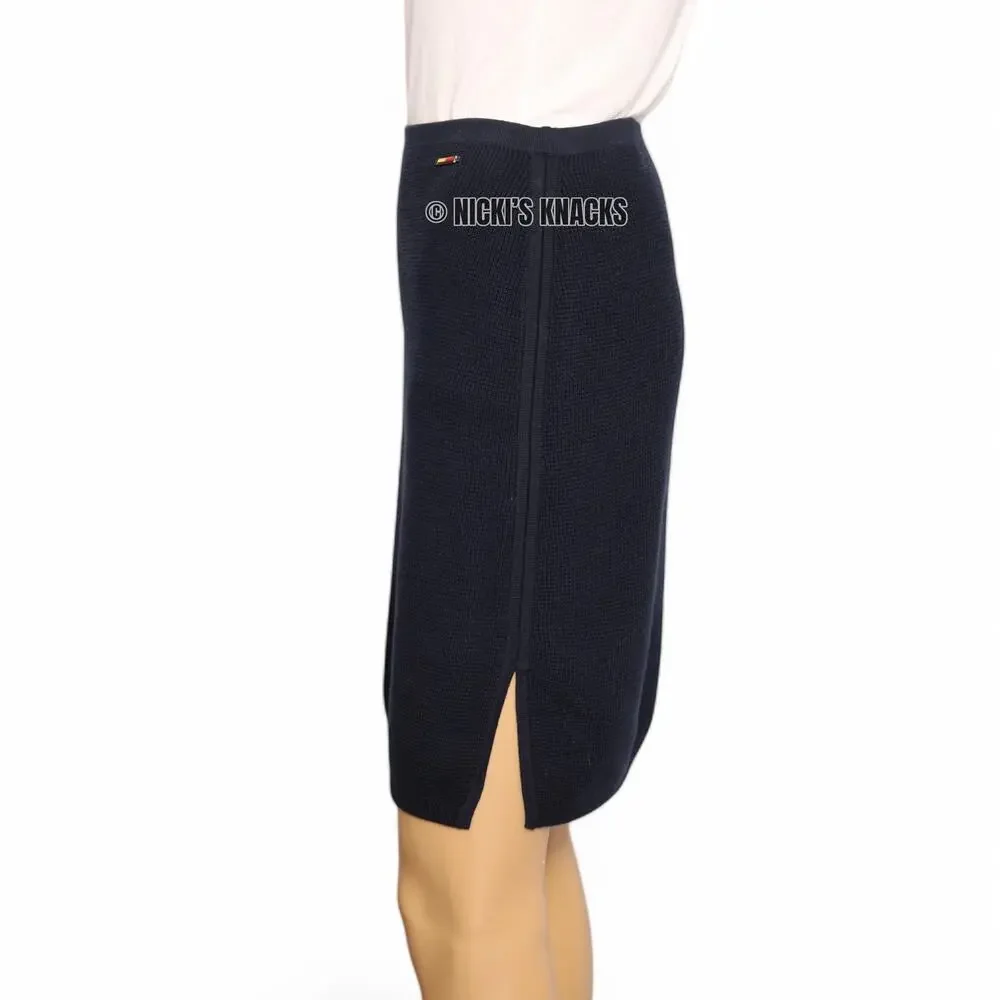 Tommy Hilfiger Navy Waffle Knit Pencil Skirt Y2K Pull On Cotton Retro Size L